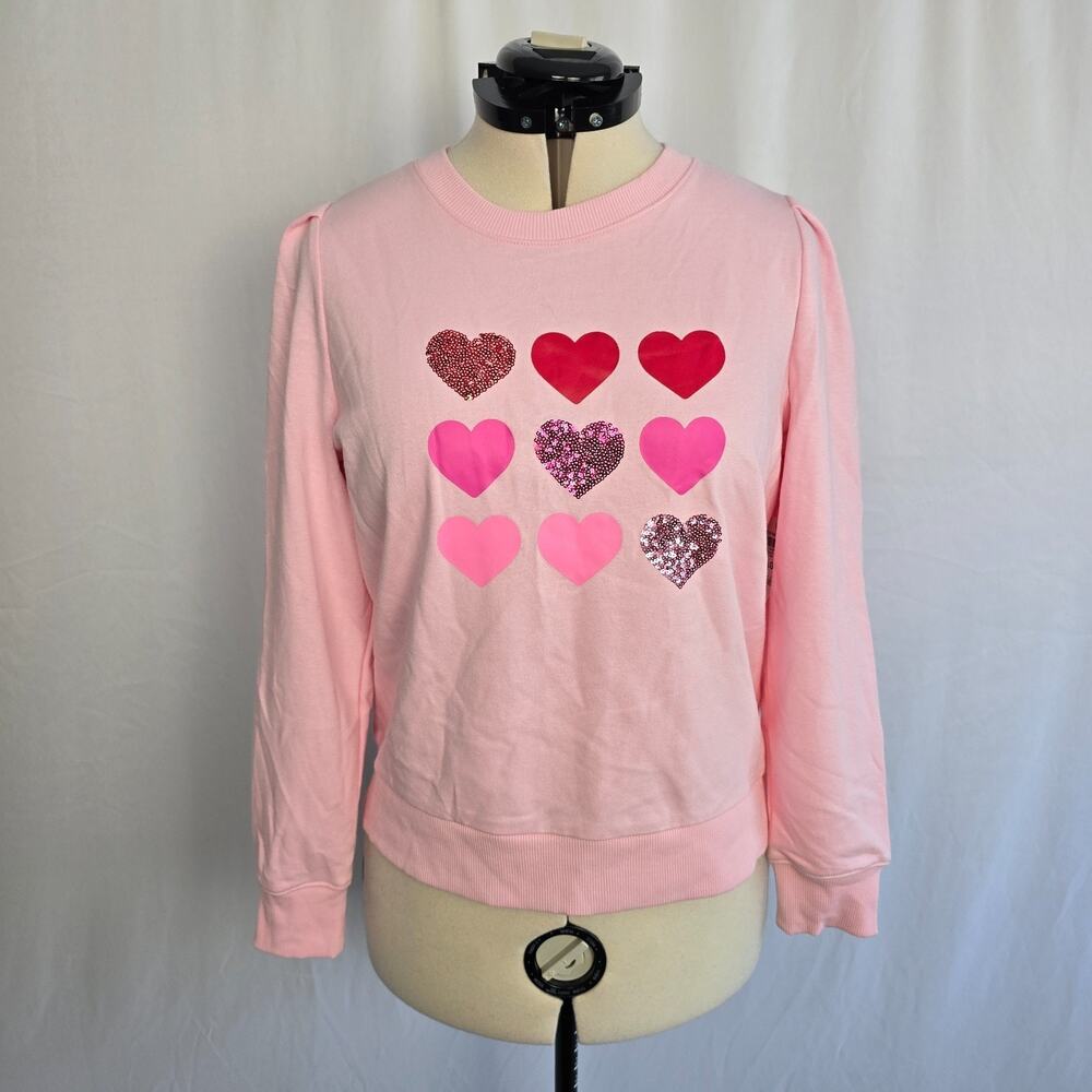 Charter Club Heart Sweatshirt Women's PL Orchid Pink Sugar Rush NWT